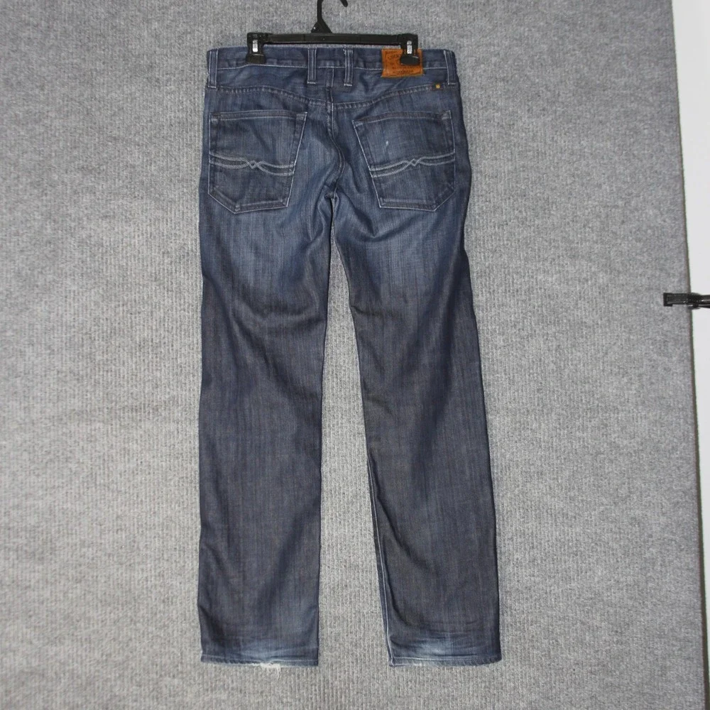 Lucky Brand Jeans Mens 32x32‎ Blue Dark Wash Distressed Denim Straight Leg